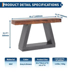 Console de ferme, table de canapé trapézoïdale en bois à 2 niveaux avec étagère de rangement ouverte, meuble d'entrée industriel pour entrée, couloir, salon
