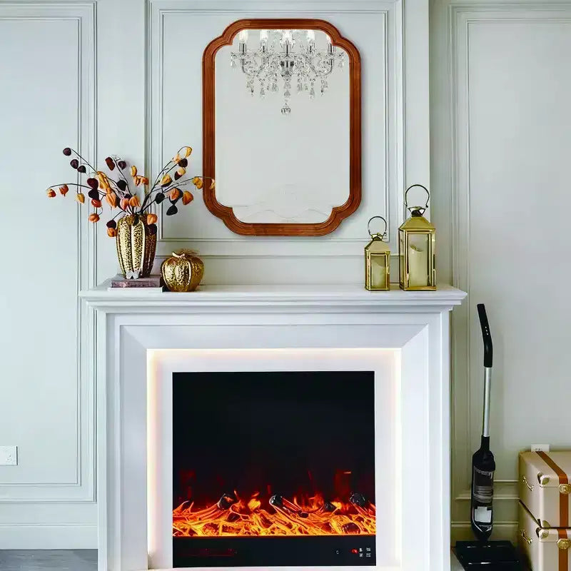 Miroir décoratif Whisen 24 x 36 à coins arrondis, cadre en bois massif, entrée