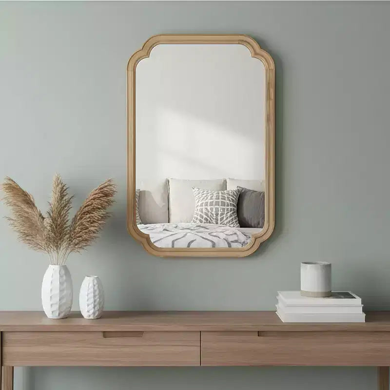 Miroir décoratif Whisen 24 x 36 à coins arrondis, cadre en bois massif, entrée