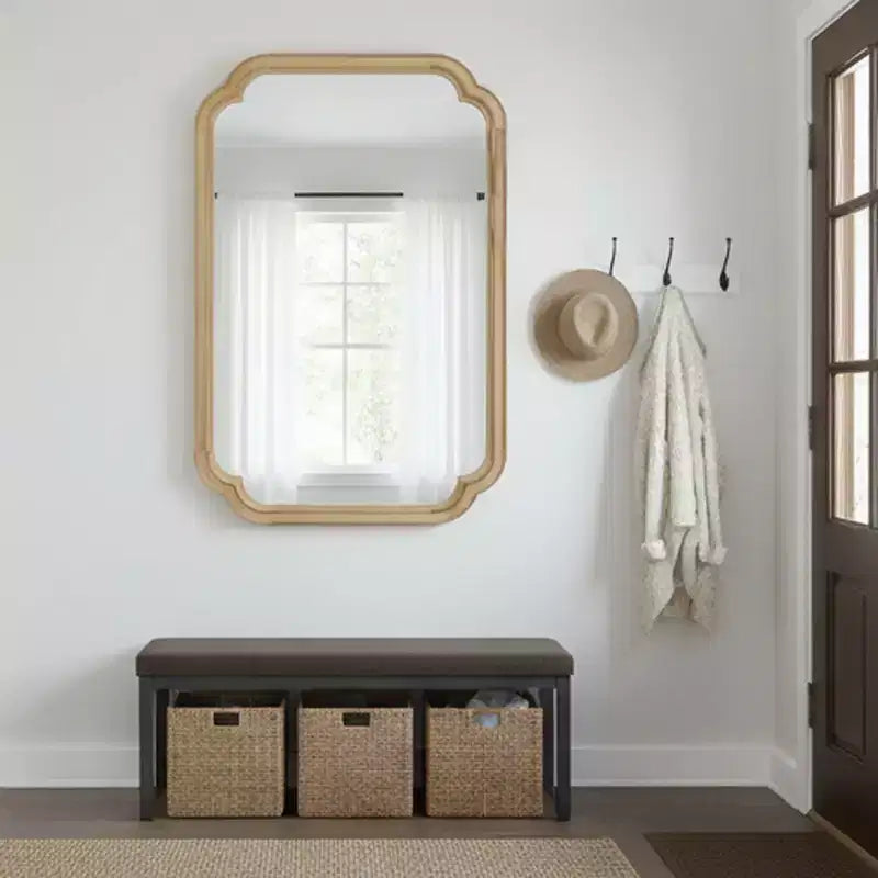 Miroir décoratif Whisen 24 x 36 à coins arrondis, cadre en bois massif, entrée