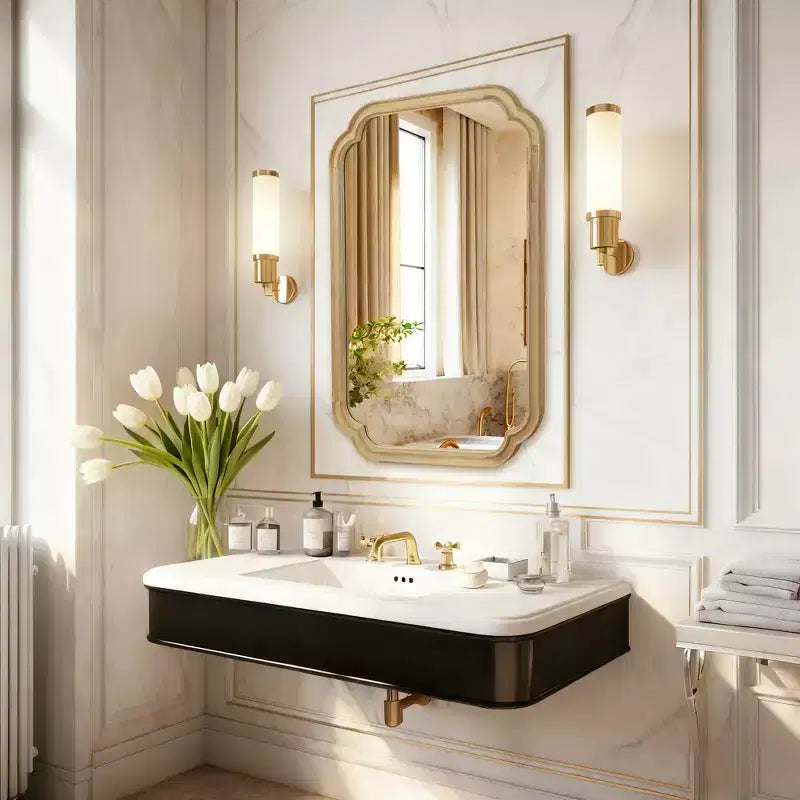 Miroir décoratif Whisen 24 x 36 à coins arrondis, cadre en bois massif, entrée