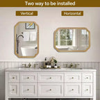 Miroir décoratif Whisen 24 x 36 à coins arrondis, cadre en bois massif, entrée