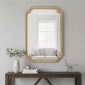 Whisen 24 x 36 Rounded Corner Decorative Mirror, Solid Wood Frame, Entryway