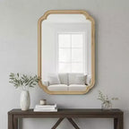 Whisen 24 x 36 Rounded Corner Decorative Mirror, Solid Wood Frame, Entryway