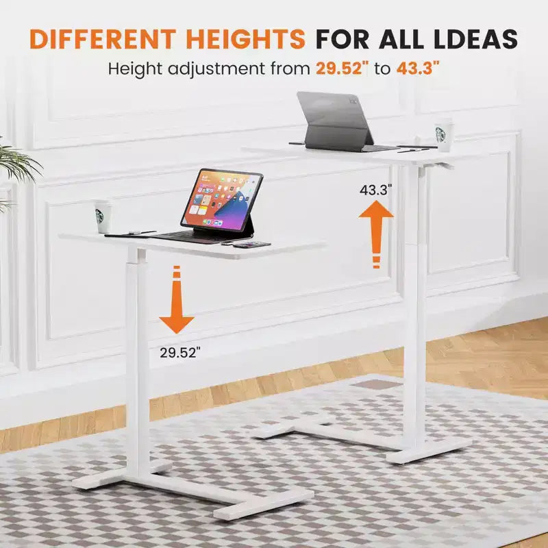 TUYOHW Bureau réglable à roulettes pour ordinateur portable avec roulettes verrouillables, bureau assis-debout avec hauteur réglable de 75 à 110 cm pour la maison, le bureau et l'hôpital