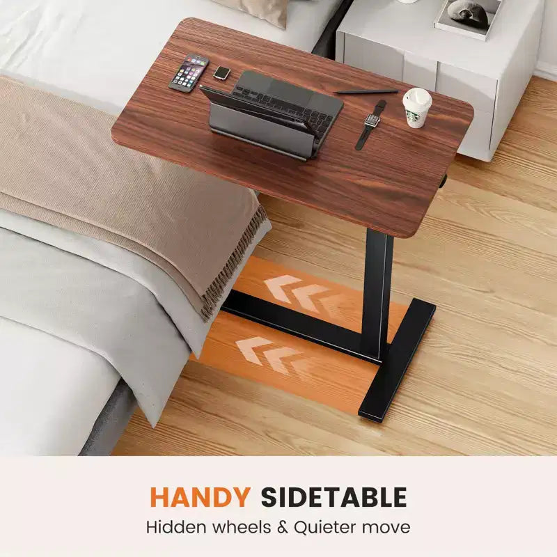 TUYOHW Bureau réglable à roulettes pour ordinateur portable avec roulettes verrouillables, bureau assis-debout avec hauteur réglable de 75 à 110 cm pour la maison, le bureau et l'hôpital