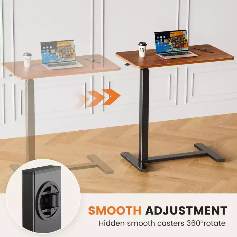 TUYOHW Bureau réglable à roulettes pour ordinateur portable avec roulettes verrouillables, bureau assis-debout avec hauteur réglable de 75 à 110 cm pour la maison, le bureau et l'hôpital