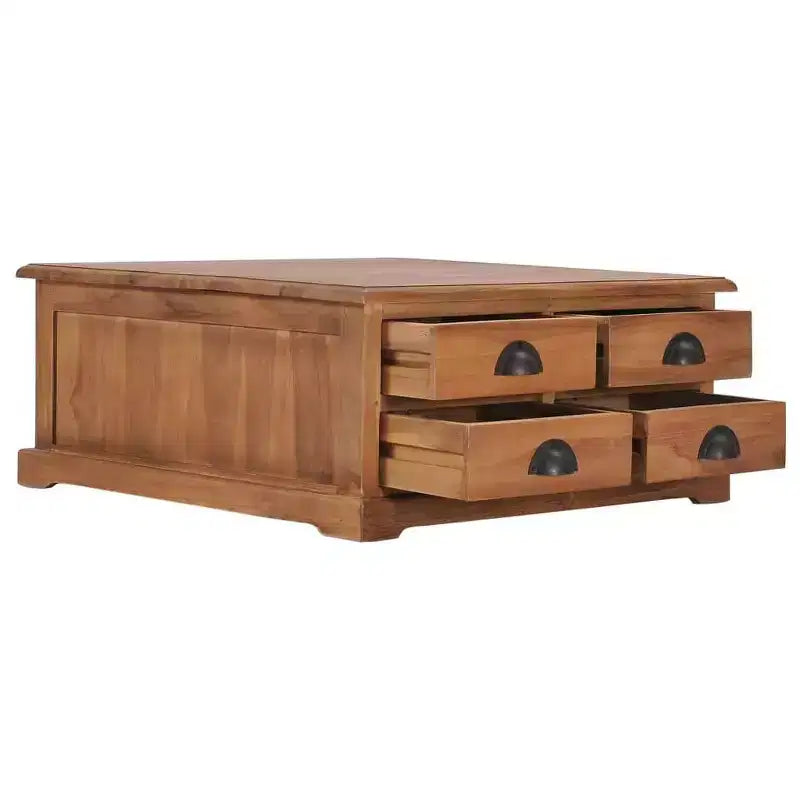 vidaXL Table Basse 26,8x26,7x11,8 cm Bois de Teck Massif