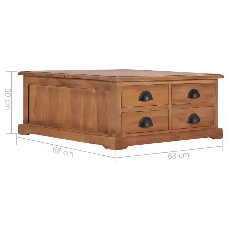 vidaXL Table Basse 26,8x26,7x11,8 cm Bois de Teck Massif