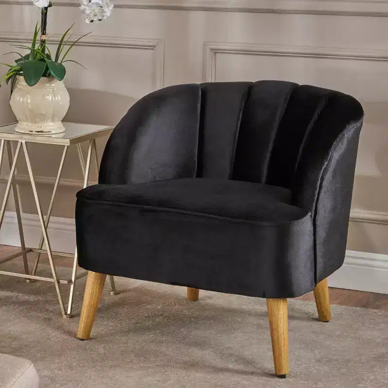 Fauteuil d'appoint Christopher Knight Home Eryn en velours Altay, en bois d'hévéa, style moderne du milieu du siècle