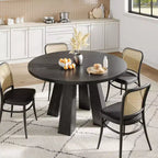Table à manger ronde pour 4-6 personnes, table de cuisine en bois de 120 cm avec piédestal robuste pour salon, appartement