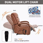 Fauteuil inclinable releveur en chenille grise avec accoudoirs en bois massif et massage chauffant pour salon/appartement