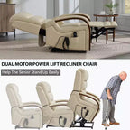 Fauteuil inclinable releveur en chenille grise avec accoudoirs en bois massif et massage chauffant pour salon/appartement