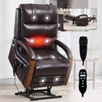 Fauteuil inclinable releveur en chenille grise avec accoudoirs en bois massif et massage chauffant pour salon/appartement