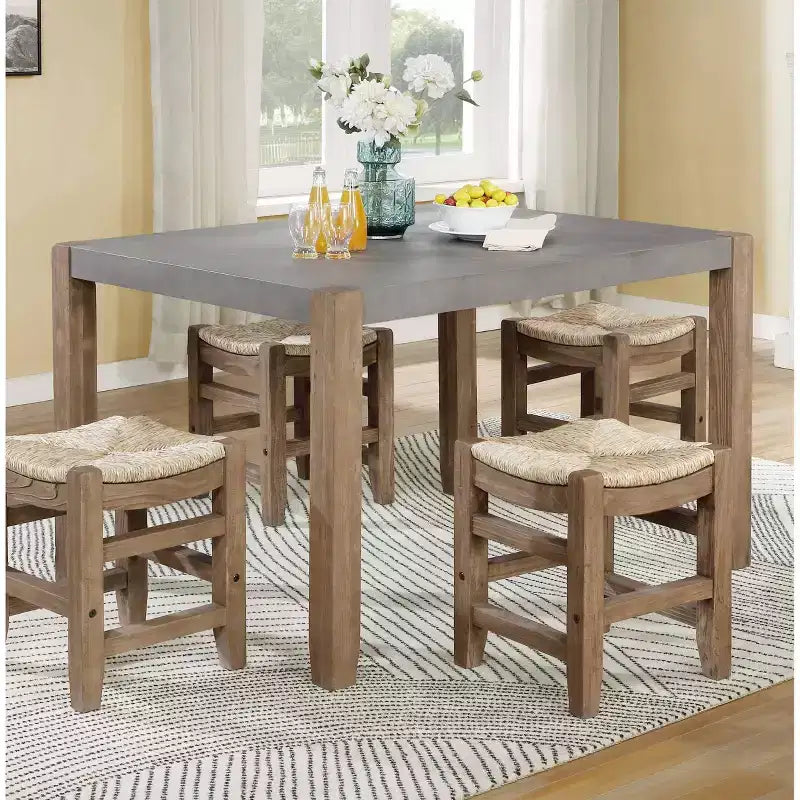 Table de salle à manger Davenport style loft en similibéton et bois - Alaterre Furniture