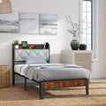 TUYOHW Storage Platform Bed Frame with Soft Padding,Heavy-Duty Slatted Bed Frame,Sturdy Iron Mattress Foundation,1100lbs Capacity