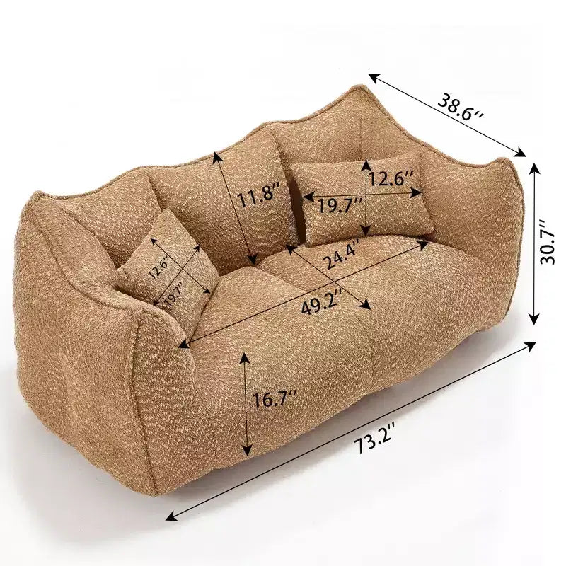 Fauteuil Poire Okak avec Mousse Haute Résilience, Canapé Paresseux Confortable avec Accoudoirs et 2 Places, Fauteuil de Salon Moderne