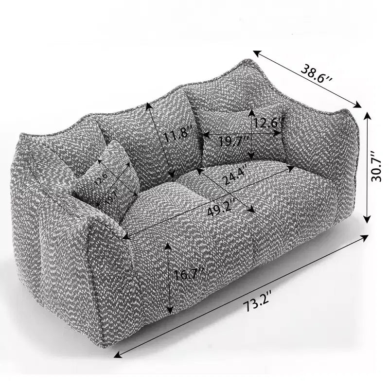 Fauteuil Poire Okak avec Mousse Haute Résilience, Canapé Paresseux Confortable avec Accoudoirs et 2 Places, Fauteuil de Salon Moderne