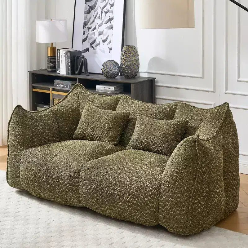 Fauteuil Poire Okak avec Mousse Haute Résilience, Canapé Paresseux Confortable avec Accoudoirs et 2 Places, Fauteuil de Salon Moderne