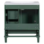 Meuble-lavabo de salle de bain de 76 cm avec évier en céramique sous plan, meuble de rangement de salle de bain moderne avec 3 tiroirs et 1 porte à fermeture douce