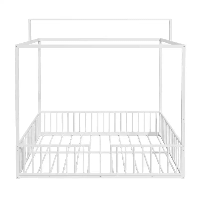 GDFStudio Dana Lit cabane moderne et minimaliste 3-en-1 avec cadre à baldaquin et lattes métalliques robustes