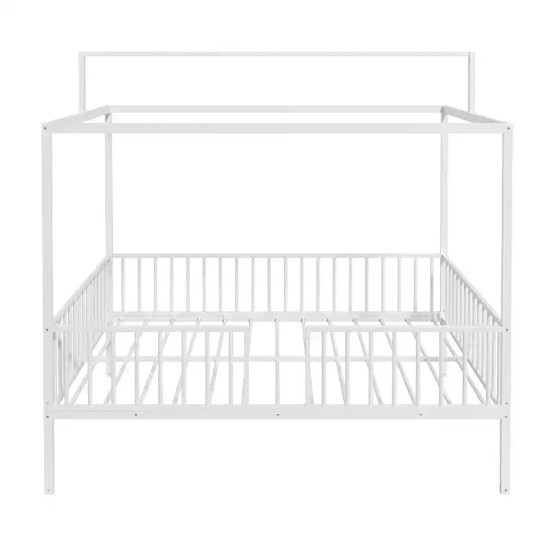 GDFStudio Dana Lit cabane moderne et minimaliste 3-en-1 avec cadre à baldaquin et lattes métalliques robustes