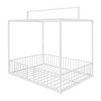 GDFStudio Dana Lit cabane moderne et minimaliste 3-en-1 avec cadre à baldaquin et lattes métalliques robustes