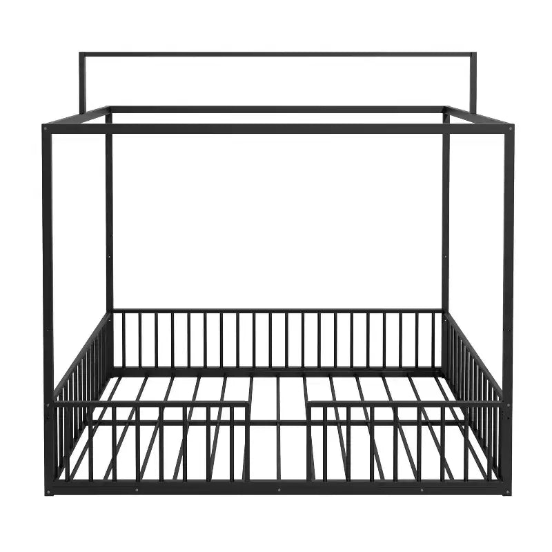 GDFStudio Dana Lit cabane moderne et minimaliste 3-en-1 avec cadre à baldaquin et lattes métalliques robustes