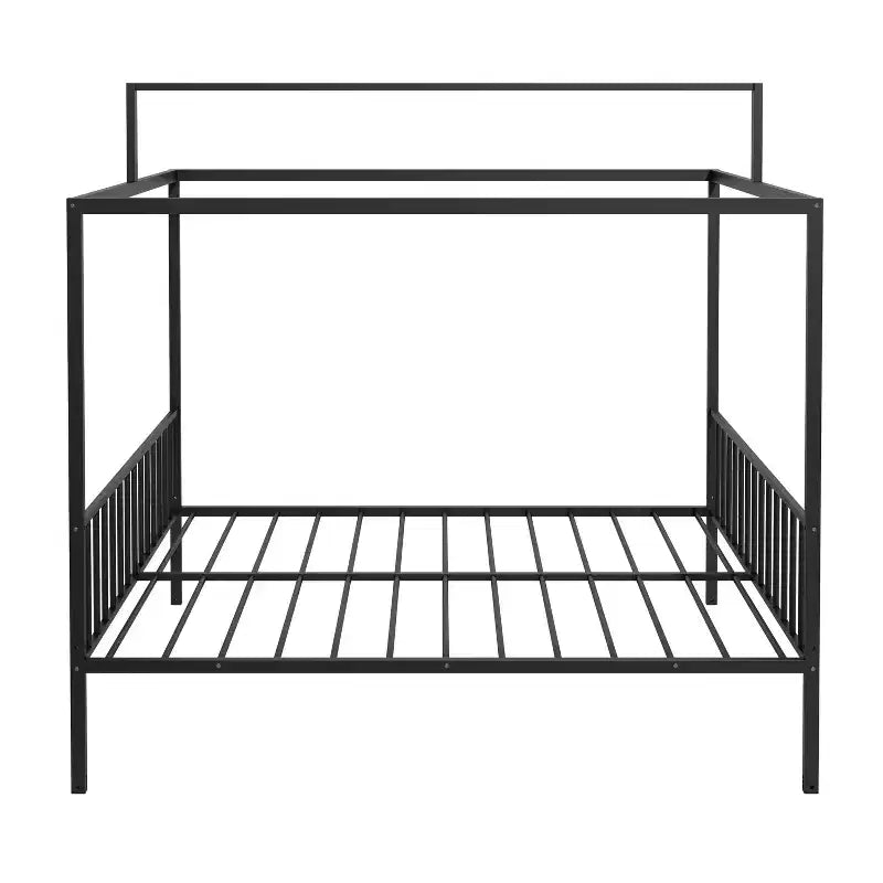 GDFStudio Dana Lit cabane moderne et minimaliste 3-en-1 avec cadre à baldaquin et lattes métalliques robustes