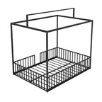 GDFStudio Dana Lit cabane moderne et minimaliste 3-en-1 avec cadre à baldaquin et lattes métalliques robustes
