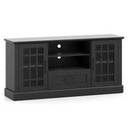 Meuble TV Costway de style ferme pour téléviseurs jusqu'à 70 pouces, centre multimédia avec portes vitrées, compartiments et tiroir, vert/blanc/noir