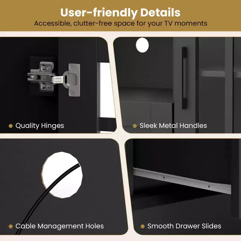 Meuble TV Costway de style ferme pour téléviseurs jusqu'à 70 pouces, centre multimédia avec portes vitrées, compartiments et tiroir, vert/blanc/noir