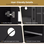 Meuble TV Costway de style ferme pour téléviseurs jusqu'à 70 pouces, centre multimédia avec portes vitrées, compartiments et tiroir, vert/blanc/noir