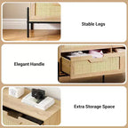 Commode Acekool à 6 tiroirs en rotin, commode cannelée avec pieds stables, armoire de rangement anti-basculement pour chambre à coucher