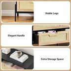Commode Acekool à 6 tiroirs en rotin, commode cannelée avec pieds stables, armoire de rangement anti-basculement pour chambre à coucher