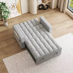 MAYEERTY Lit de canapé pliable 3 en 1 de 65 pouces pour ordinateur, canapé double moderne en velours avec dossier réglable, sac de rangement et oreiller, gris clair