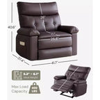 Fauteuils inclinables, fauteuil inclinable classique manuel en cuir, sièges de cinéma maison avec support lombaire et accoudoirs pour salon, chambre à coucher et chambre de bébé - Café