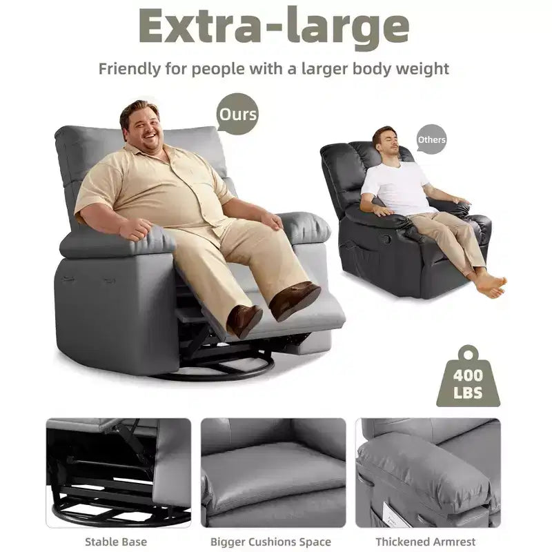 Fauteuils inclinables, fauteuil inclinable classique manuel en cuir, sièges de cinéma maison avec support lombaire et accoudoirs pour salon, chambre à coucher et chambre de bébé - Café