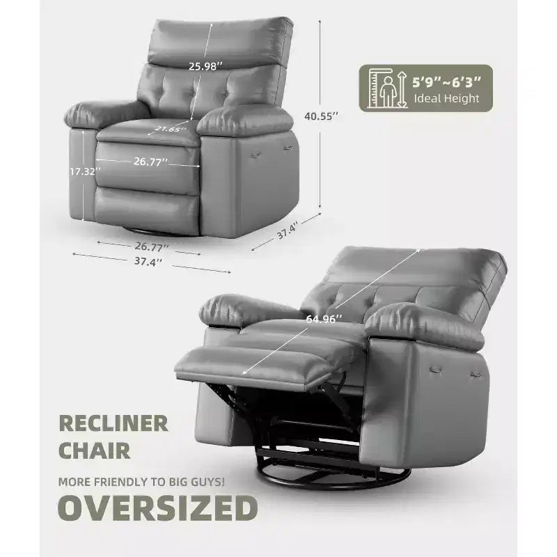 Fauteuils inclinables, fauteuil inclinable classique manuel en cuir, sièges de cinéma maison avec support lombaire et accoudoirs pour salon, chambre à coucher et chambre de bébé - Café