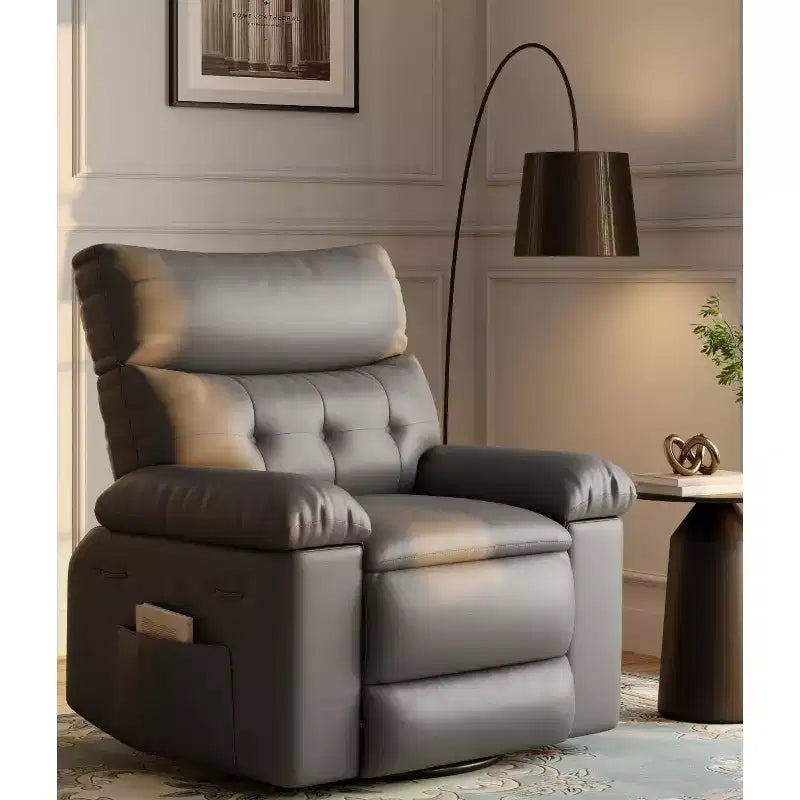 Fauteuils inclinables, fauteuil inclinable classique manuel en cuir, sièges de cinéma maison avec support lombaire et accoudoirs pour salon, chambre à coucher et chambre de bébé - Café