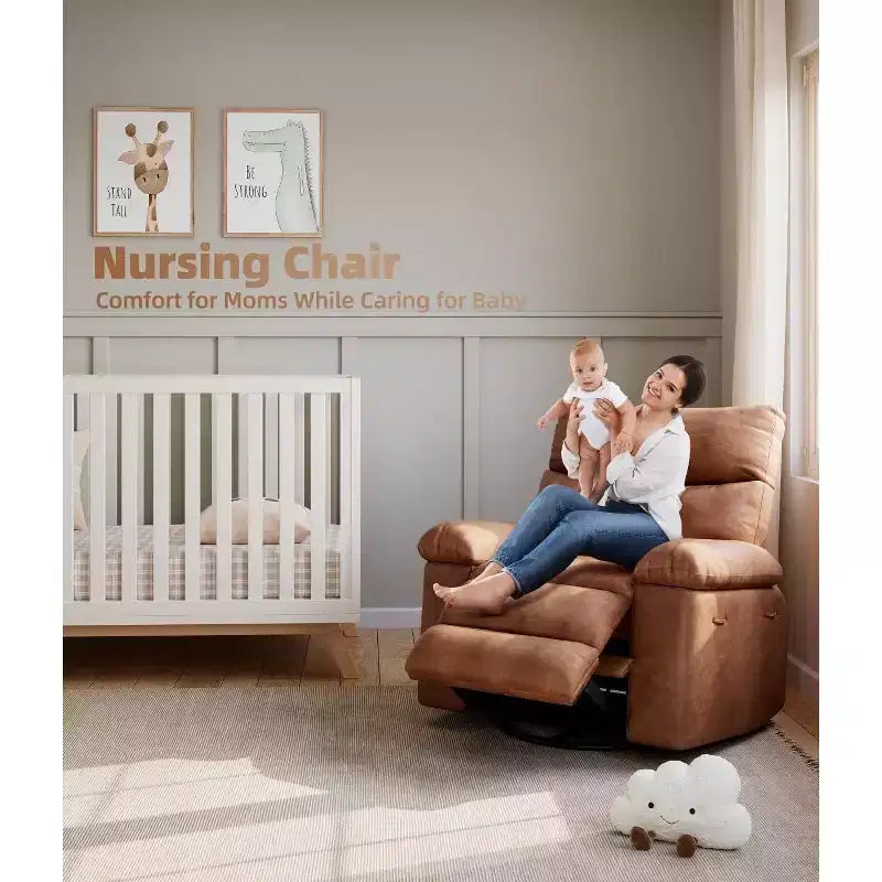 Fauteuils inclinables, fauteuil inclinable classique manuel en cuir, sièges de cinéma maison avec support lombaire et accoudoirs pour salon, chambre à coucher et chambre de bébé - Café