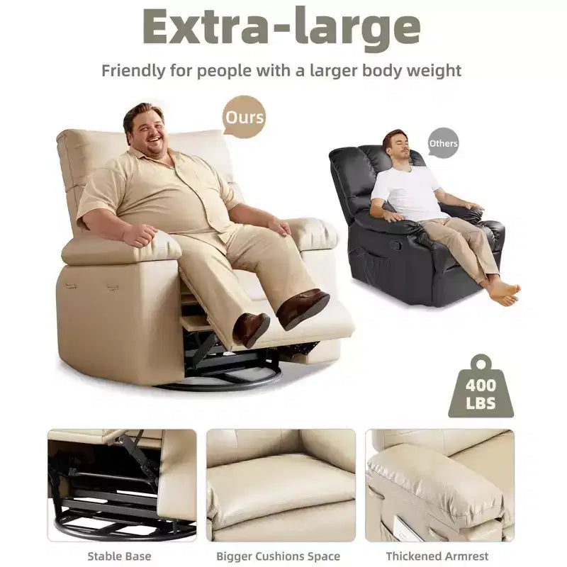 Fauteuils inclinables, fauteuil inclinable classique manuel en cuir, sièges de cinéma maison avec support lombaire et accoudoirs pour salon, chambre à coucher et chambre de bébé - Café