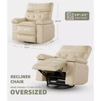 Fauteuils inclinables, fauteuil inclinable classique manuel en cuir, sièges de cinéma maison avec support lombaire et accoudoirs pour salon, chambre à coucher et chambre de bébé - Café