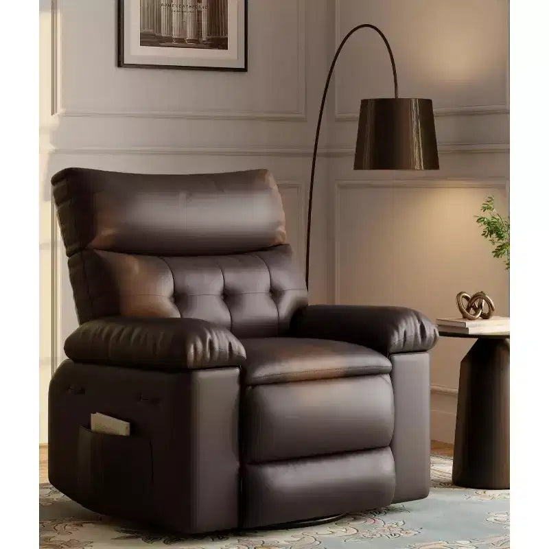 Fauteuils inclinables, fauteuil inclinable classique manuel en cuir, sièges de cinéma maison avec support lombaire et accoudoirs pour salon, chambre à coucher et chambre de bébé - Café