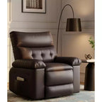 Fauteuils inclinables, fauteuil inclinable classique manuel en cuir, sièges de cinéma maison avec support lombaire et accoudoirs pour salon, chambre à coucher et chambre de bébé - Café