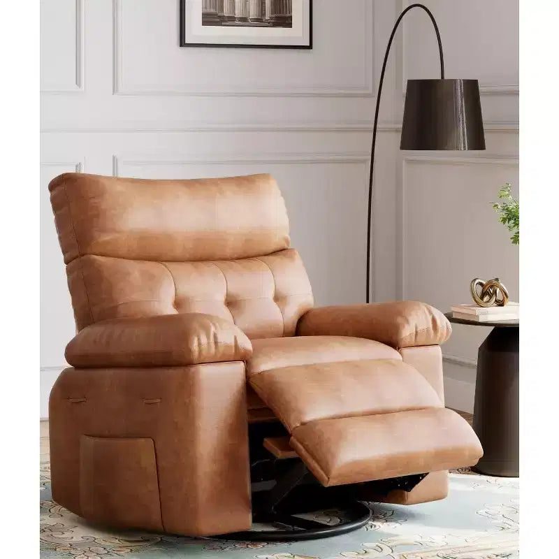 Fauteuils inclinables, fauteuil inclinable classique manuel en cuir, sièges de cinéma maison avec support lombaire et accoudoirs pour salon, chambre à coucher et chambre de bébé - Café