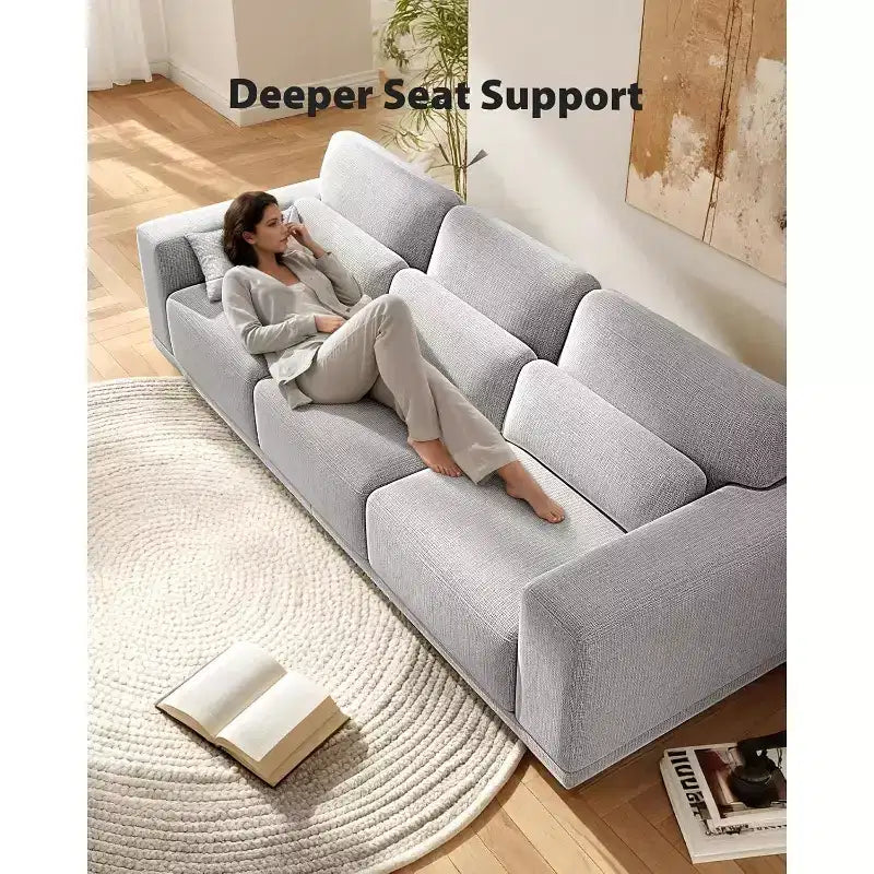 Canapé 3 places confortable 89, Canapé 3 places pour salon, Soutien avec coussin épais, Housses amovibles et lavables, Canapés en coton-lin, Gris