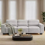Canapé 3 places confortable 89, Canapé 3 places pour salon, Soutien avec coussin épais, Housses amovibles et lavables, Canapés en coton-lin, Gris
