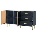 Buffet moderne avec grand espace de rangement, meuble de rangement multifonctionnel pour salle à manger, salon, entrée, noir