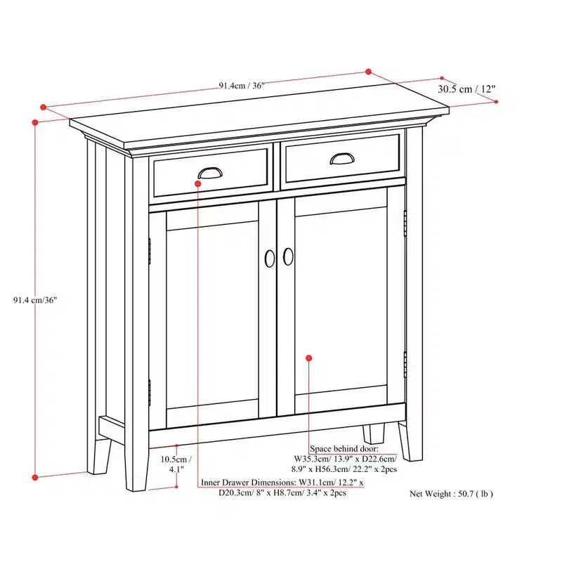 Meuble de rangement pour entrée de style transitionnel en bois massif Mansfield, 91 cm de large, brun vieilli naturel rustique